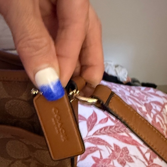 Coach Signature Brown and Red Stripe Bag - Picture 8 of 10